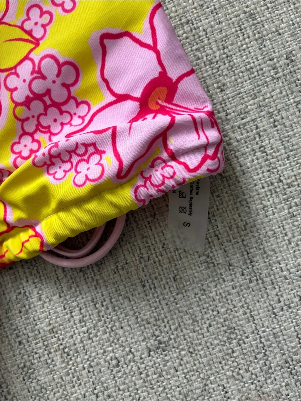 Yellow & Pink Floral Triangle Bikini Top - Women's Swim